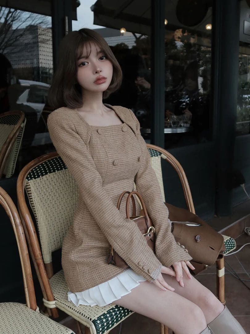 Darich プリーツドッキングツイードミニワンピース 新品未使用