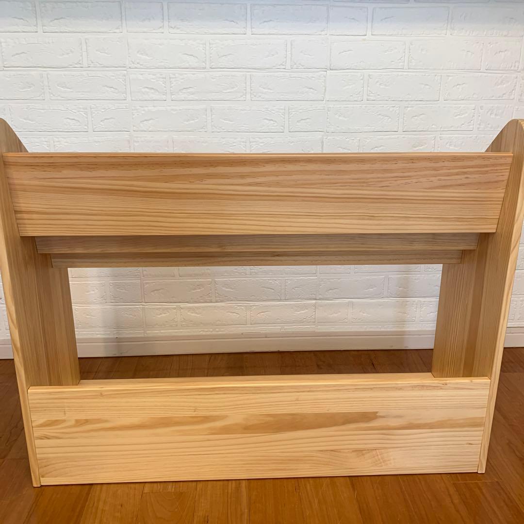 ② 絵本棚 天然木　木製　絵本ラック　ワイド　 幅90㎝