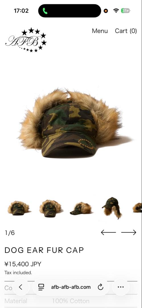 帽子 AFB DOG EAR FUR CAP