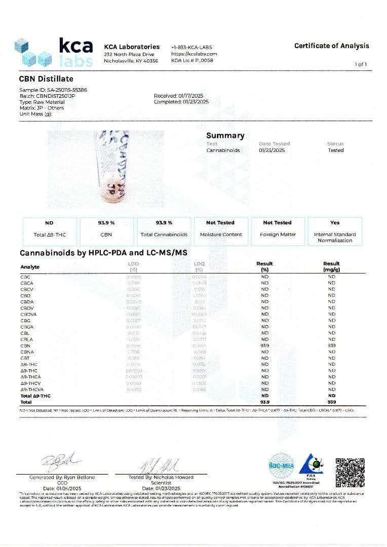 【50G】CBN ディストレート原料 CBD