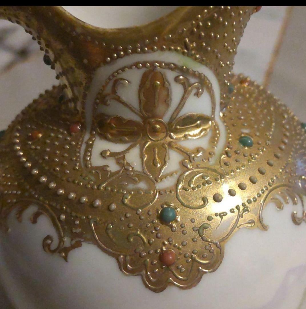 美*穂様 オールドノリタケ 金彩 メイプルリーフ エナメルビジューの美しい風景絵