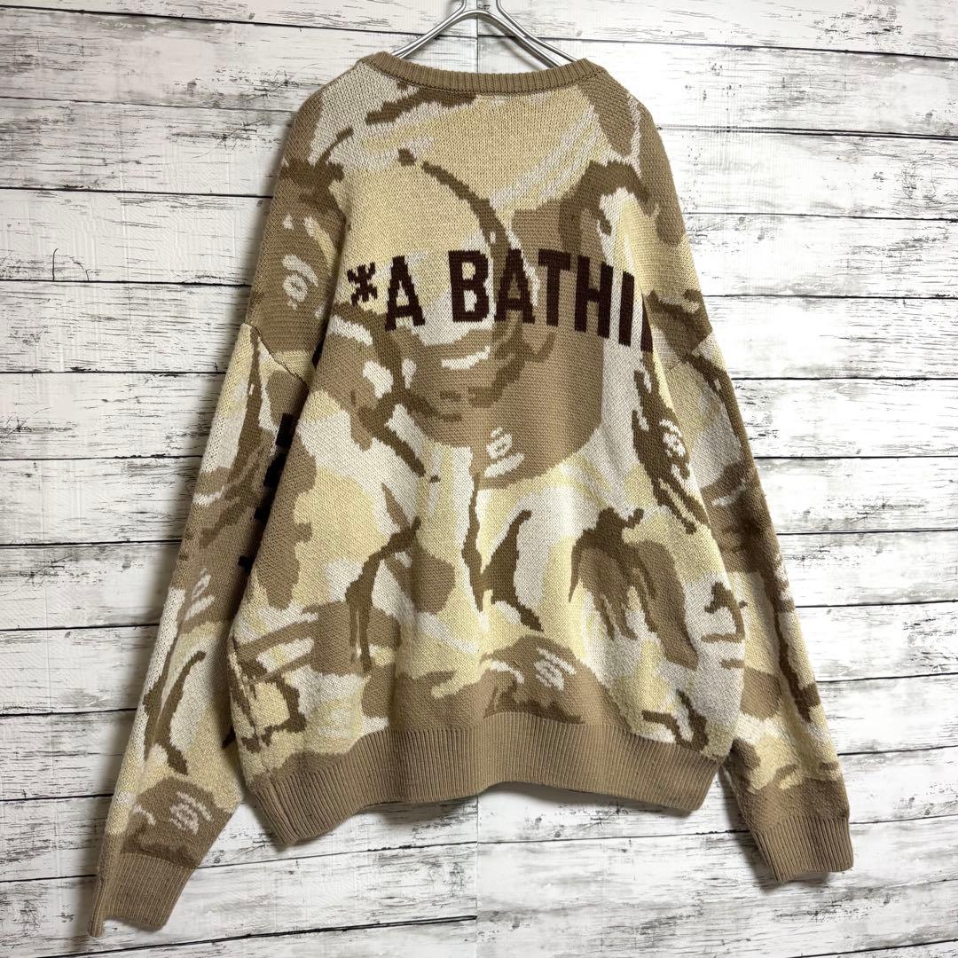 美品　希少　エーエイプ　カモフラ　ニット　セーター　バックロゴ　XLサイズ