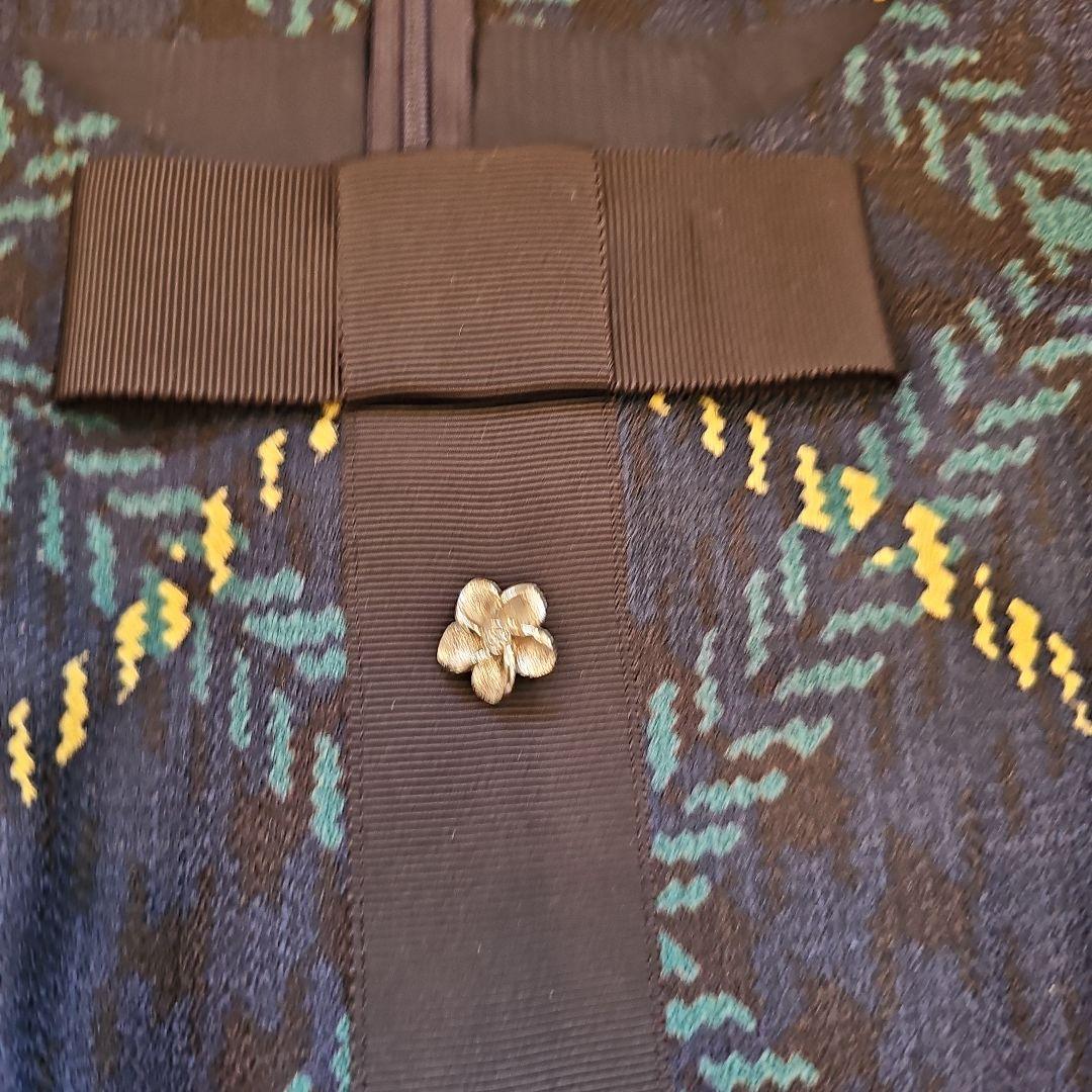 エムズグレイシー♡ワンピース 38　チェック柄　リボン　お花ボタン