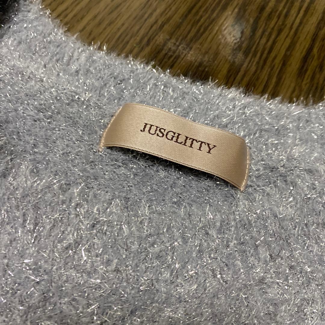 新品未使用　ジャスグリッティー　ラメニットアンサンブル　グレー2