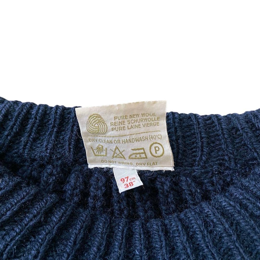 80s Gaeltarra リブ 畦編み ウール セーター アイルランド製