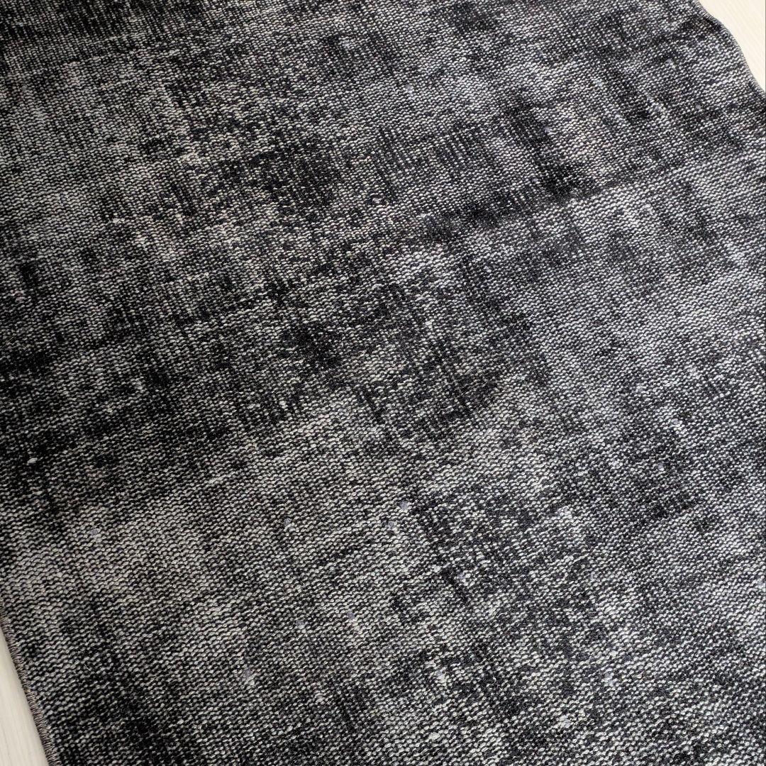 90×188 オーバーダイブラックグレーワンカラー　トルコヴィンテージラグ