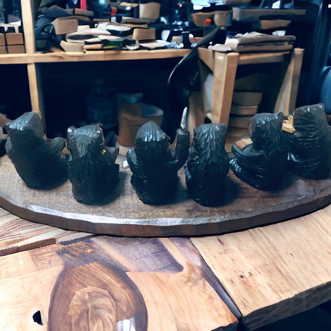 1965年 北海道洞爺湖 アイヌ 一刀彫り 熊ボッコ 木彫り熊楽団×6体セット