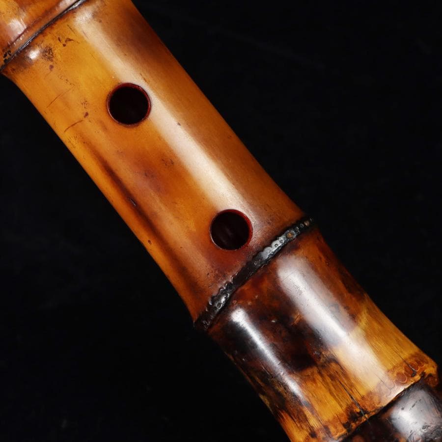 Y3273-3 琴古流 尺八 隆風銘 銀三線 全長48㎝ 竹製 　EE