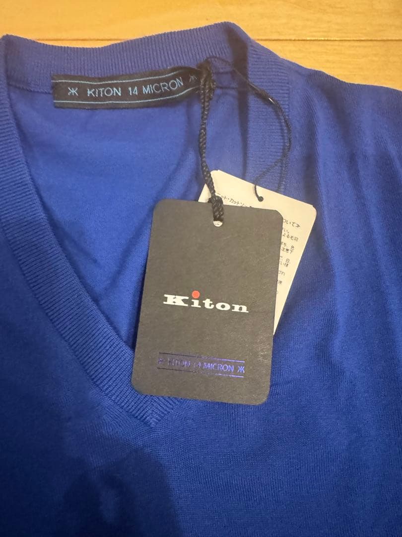 Kiton キートン　Vネックセーター ブルー/青　サイズS