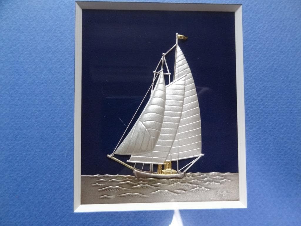 純銀 シルバー999 額 yacht takehiko ヨット 武比古 極美品