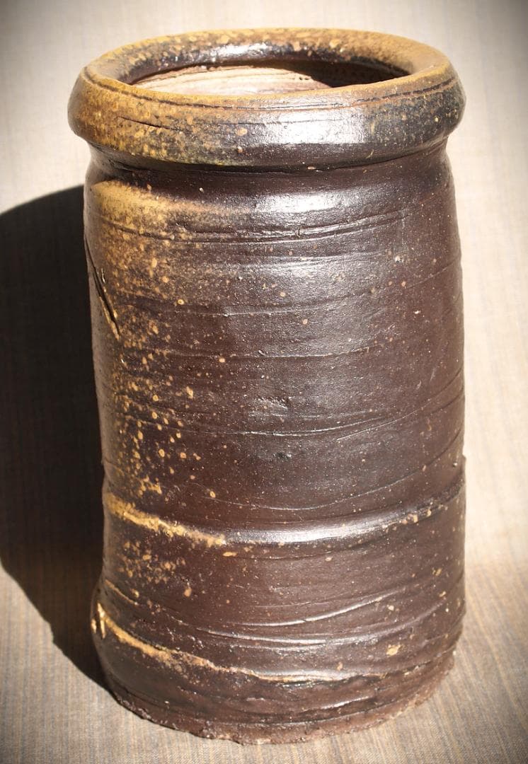 希少作★森陶岳★黒備前花入【寒風】★共箱