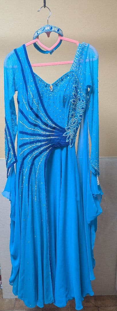 社交ダンス用青色ドレス　Lサイズ
