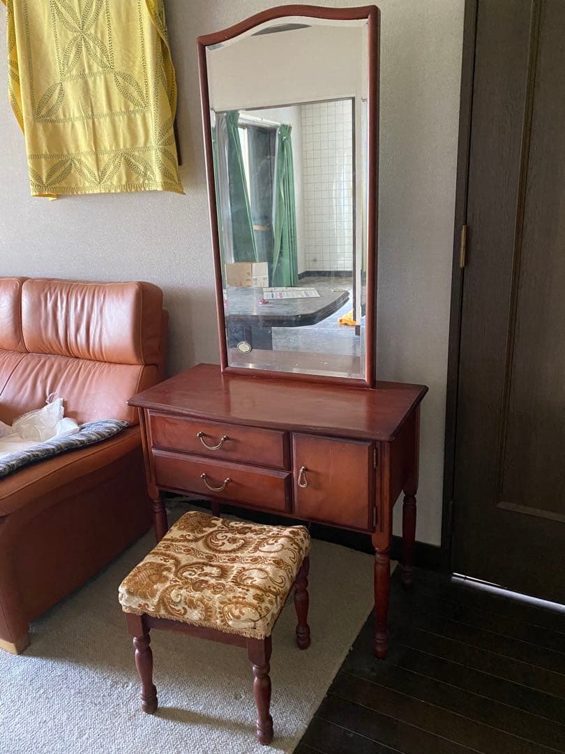 高級木製ドレッサー・鏡台 2引き出し収納付き
