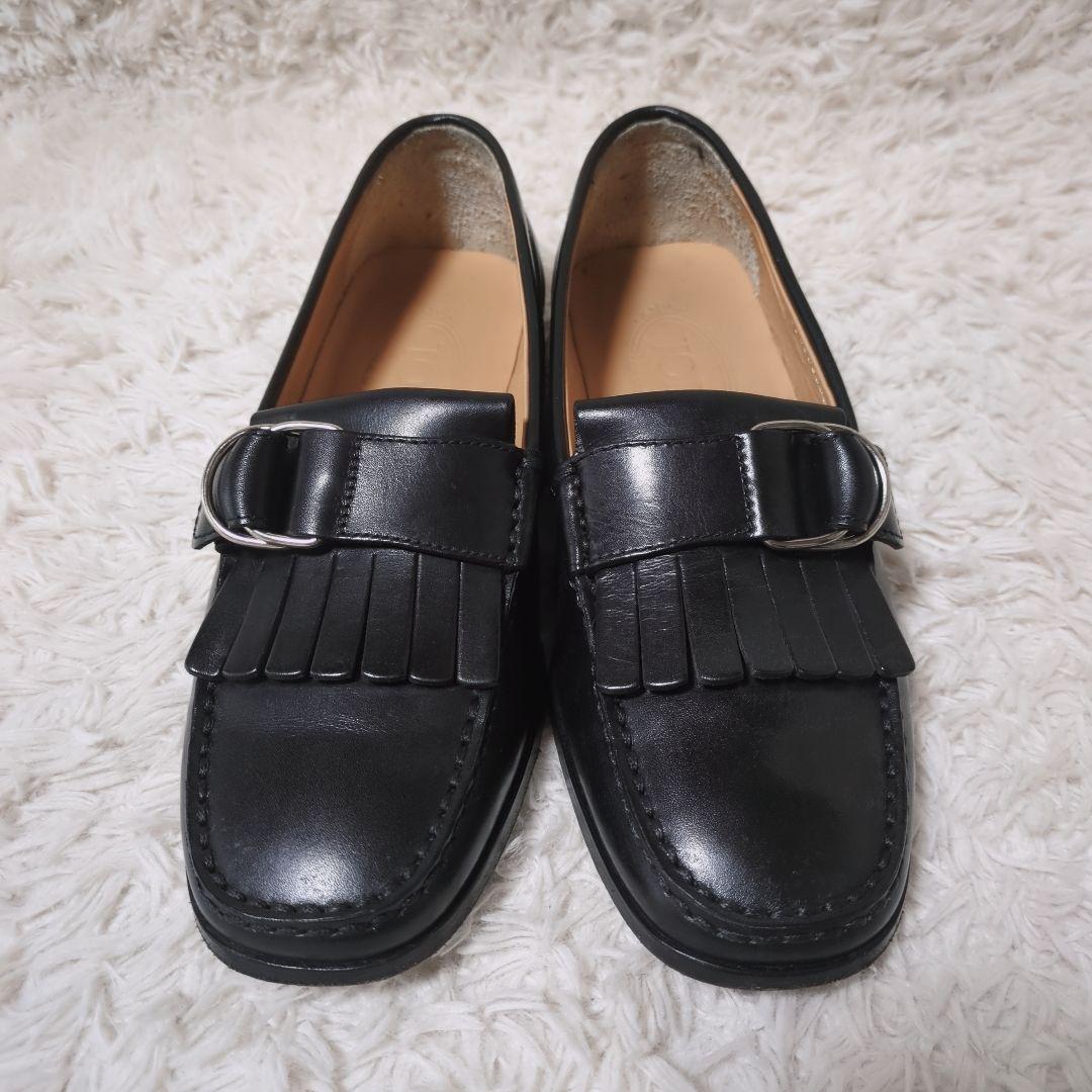 美品！TOD'S　レザービットローファー　24cm　ブラック