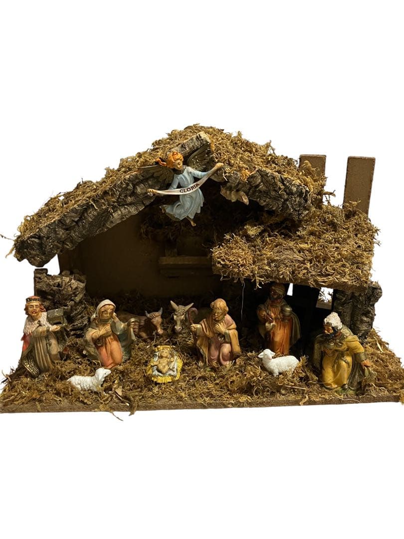 イタリー製 クリスマス プレゼピオ 馬小屋 降誕セット 手作り 人形11体付