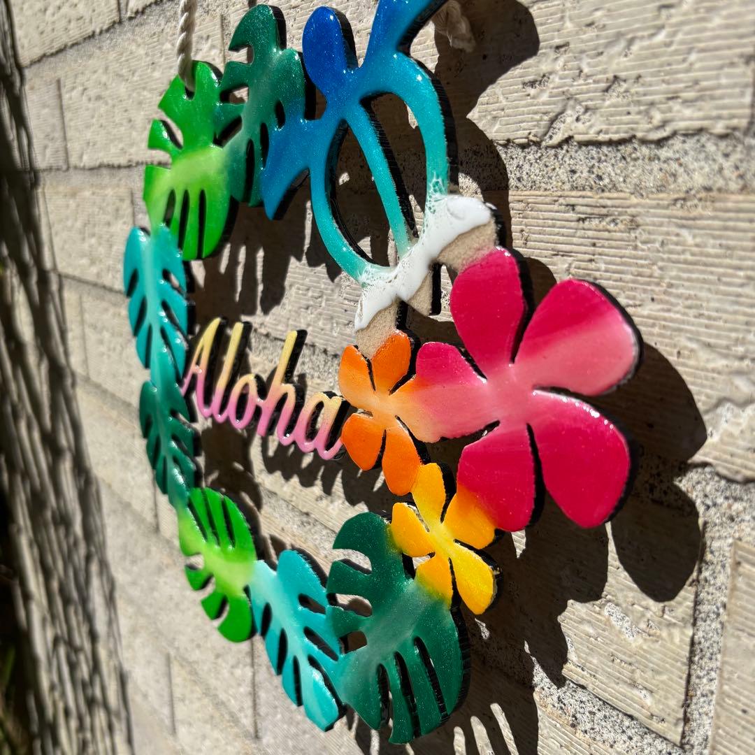 レジン　オーシャンアート　モンステラリース　海　29cm　No.1045