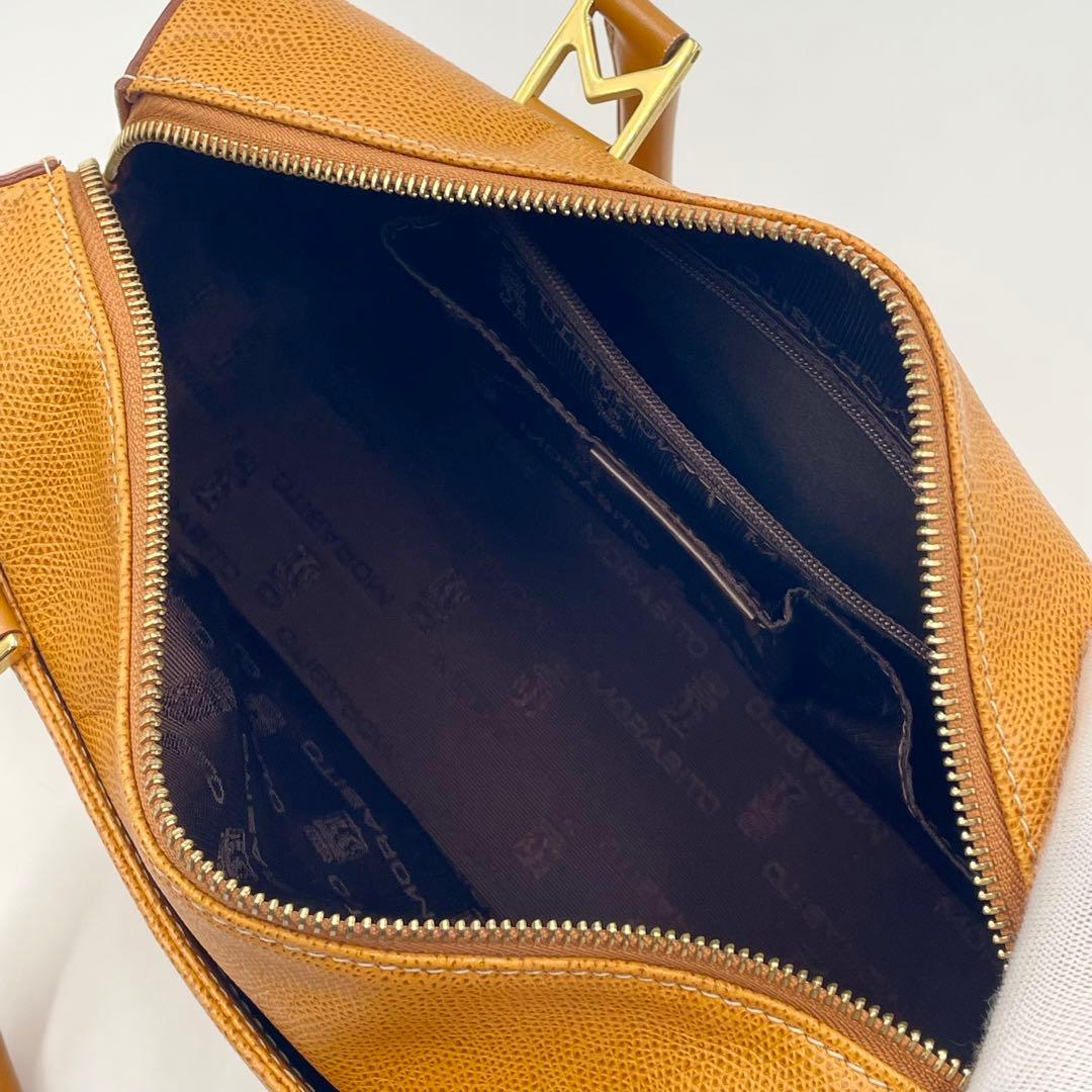 【美品】 モラビト MORABITO ミニボストンバッグ　ブラウン レザー