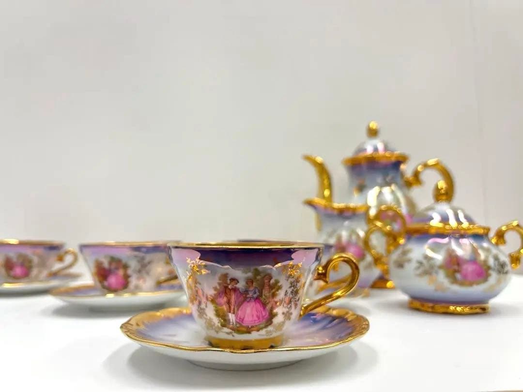 陶磁器　宮廷小花/ティーセット　15セット 花柄 金装飾