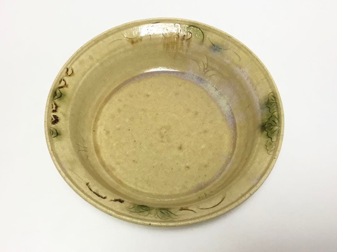 茶道具 古物品 黄瀬戸 平鉢 菓子器 加藤芳右衛門 共箱