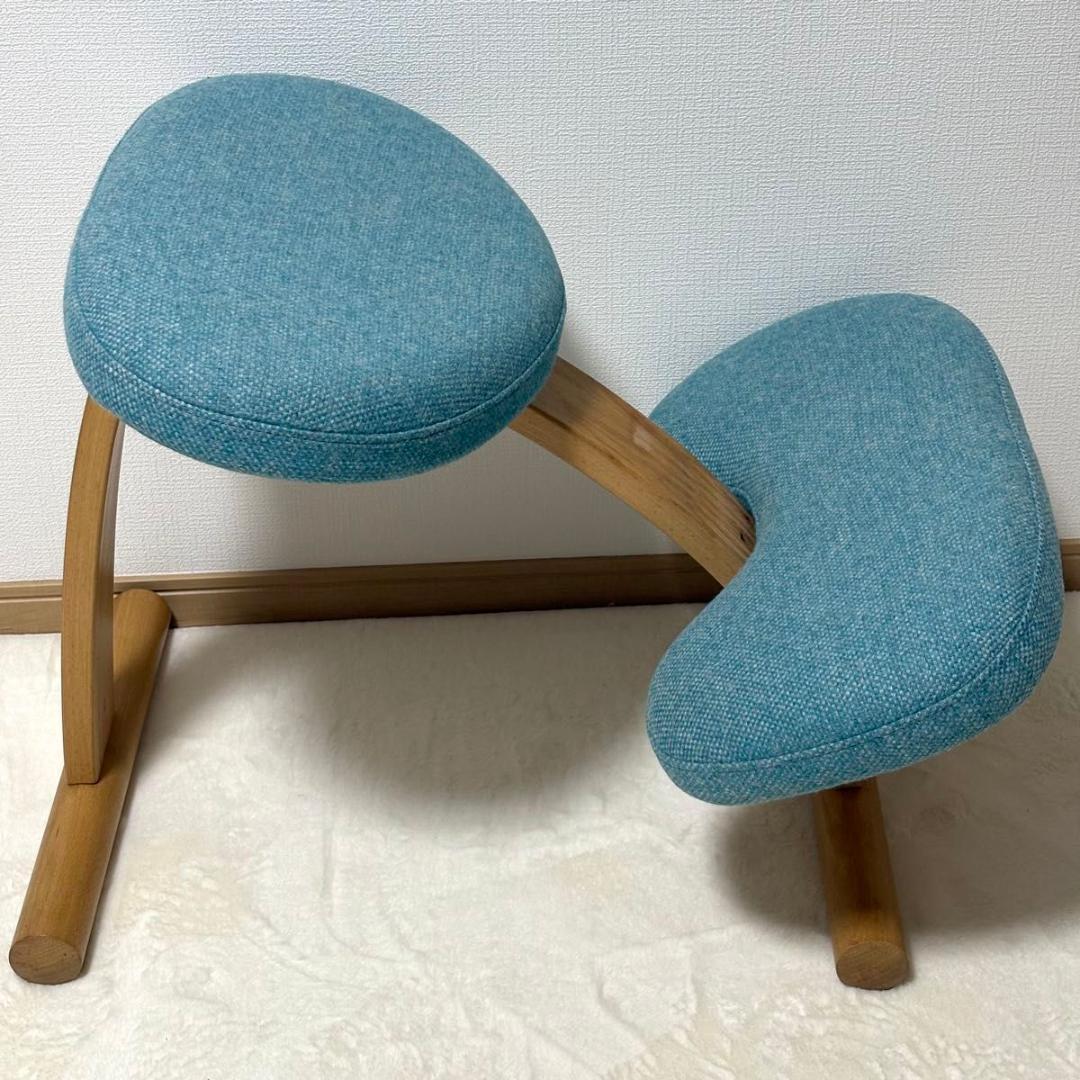 【美品】バランスチェア イージー ライトブルー レッド リボ