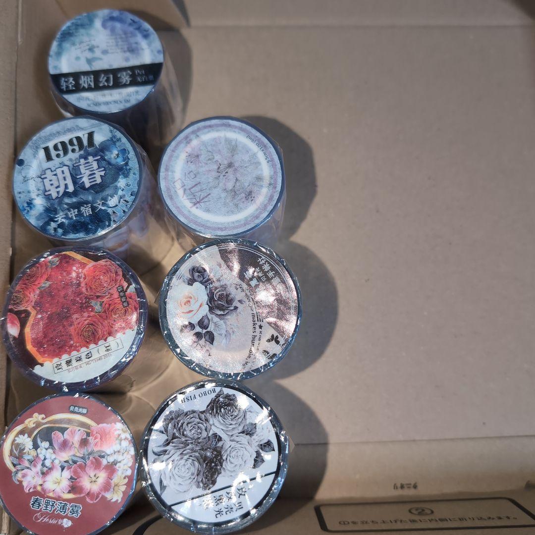 海外マスキングテープ　文字　花　薔薇　装飾マステ　巻き売り　海外マステ