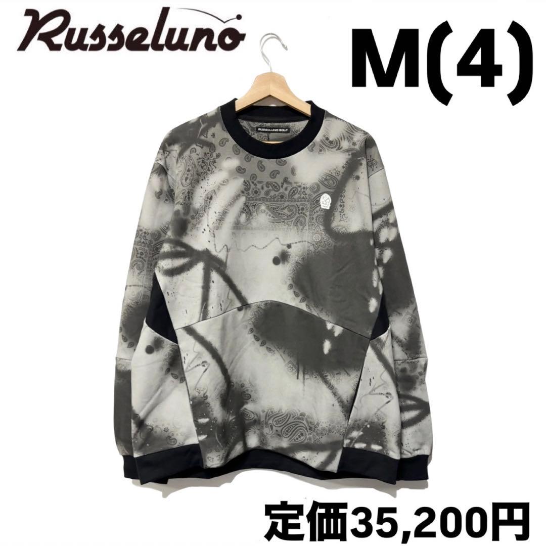 ラッセルノ ゴルフ クルーネック P.O スプレー ペイズリー ブラック M 4