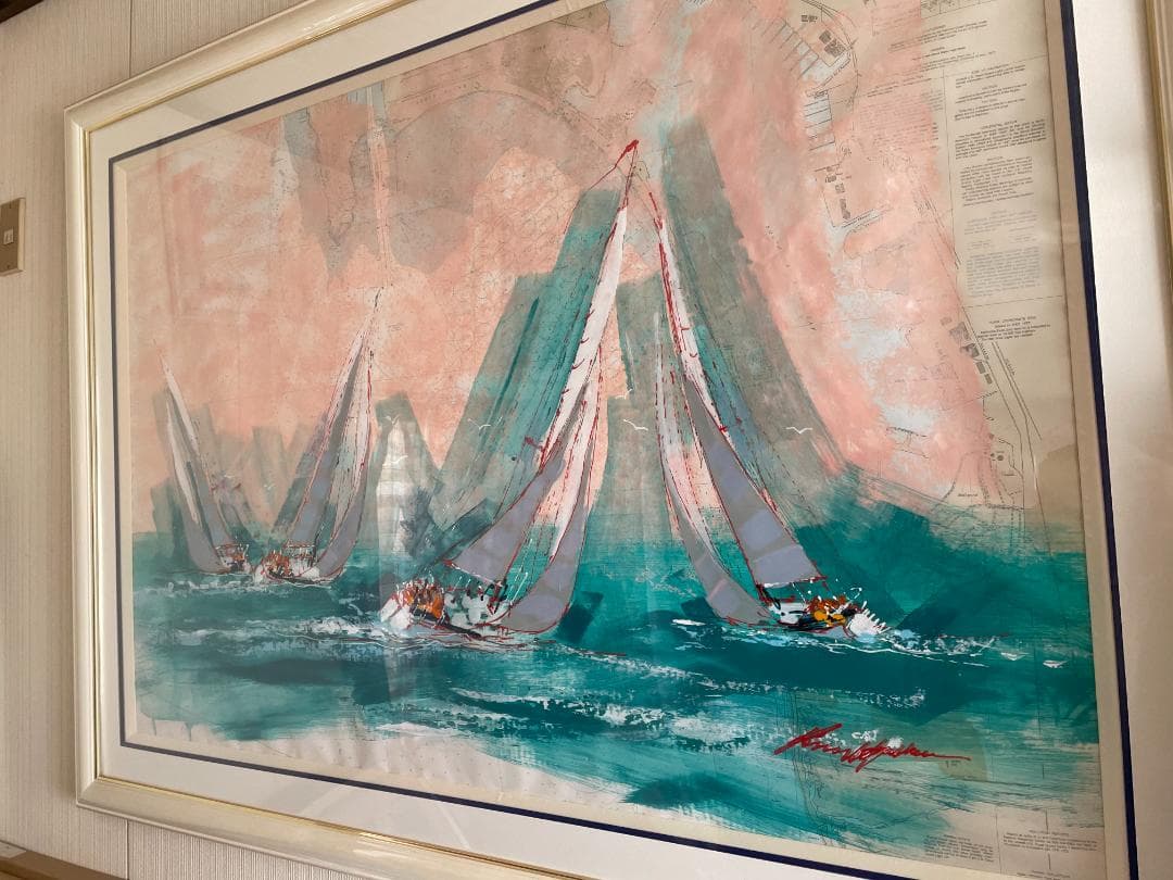 ケリー・ハーレム サンディエゴベイ（オリジナル原画）額枠 約1400✖️1020