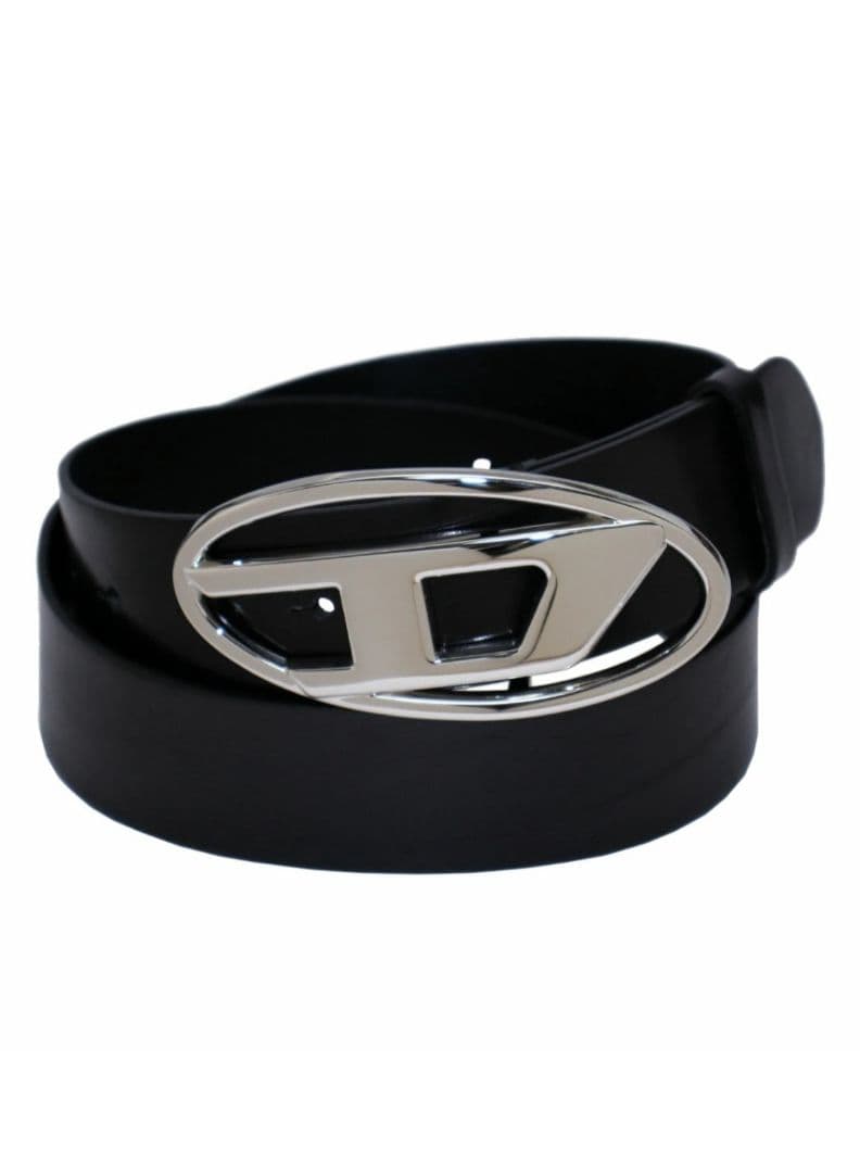 DIESEL(ディーゼル)ベルトユニセックス ロゴレザー本革ブラック70センチ