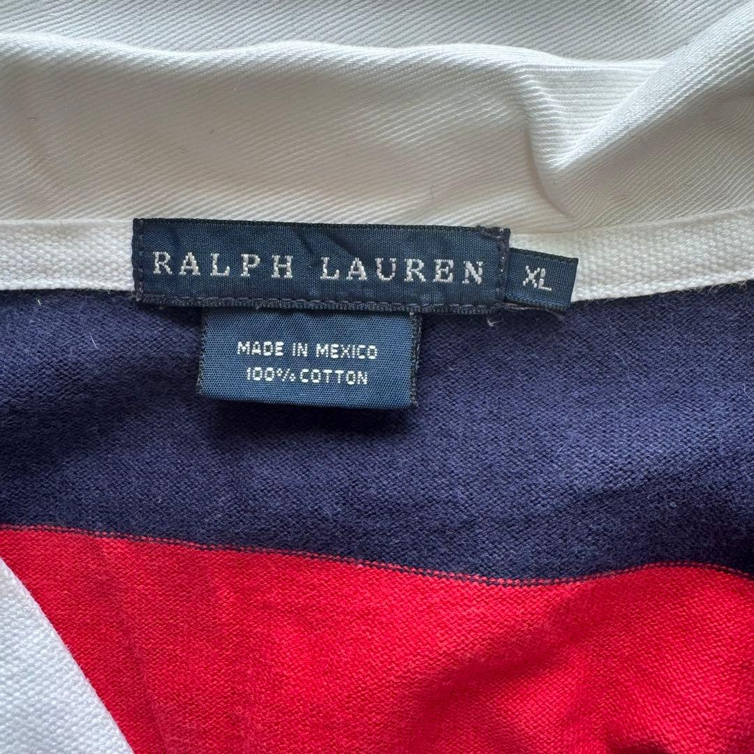 Ralph Lauren ラガーシャツ 太ボーダー 赤 紺 XL 古着