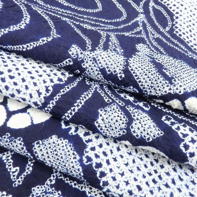 Y3489◆有松鳴海絞り 背・胸・居敷当て付 手縫い仕立て 菖蒲 高級浴衣