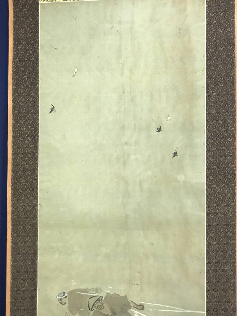 【真作】小山栄達/曳き舟図/掛軸/名家伝来/AD-390