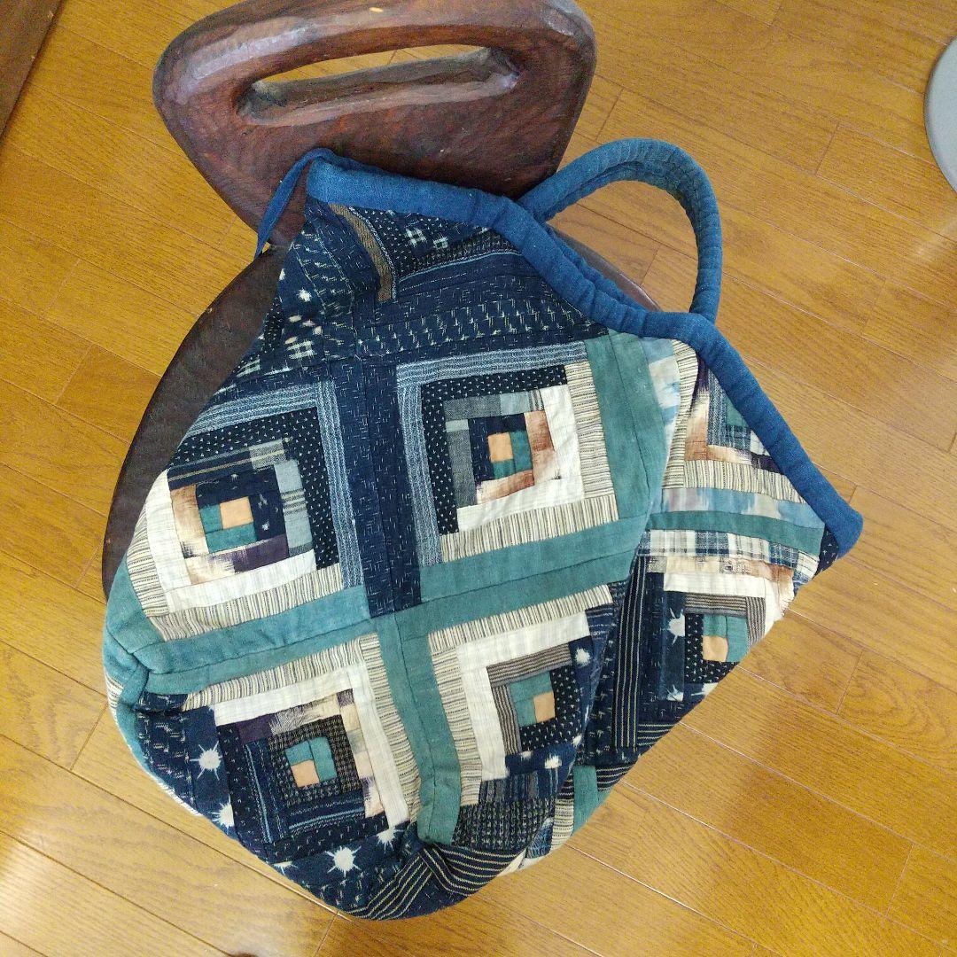 古布 パッチワーク手提げカバン 大きめ