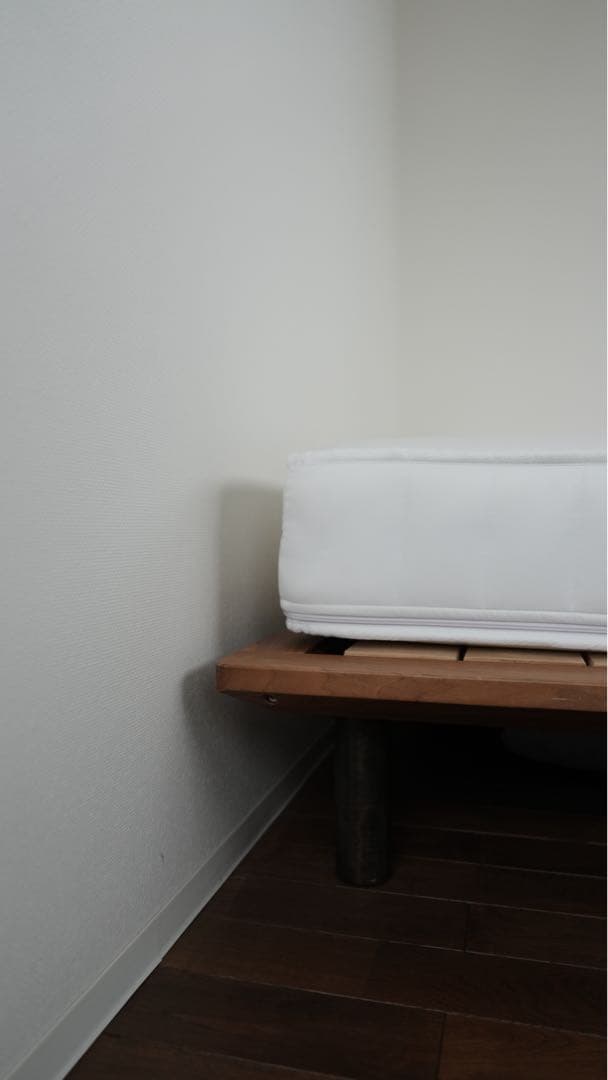 【無印】ダブルベッドフレーム+マットレス【ウォールナット材突板】