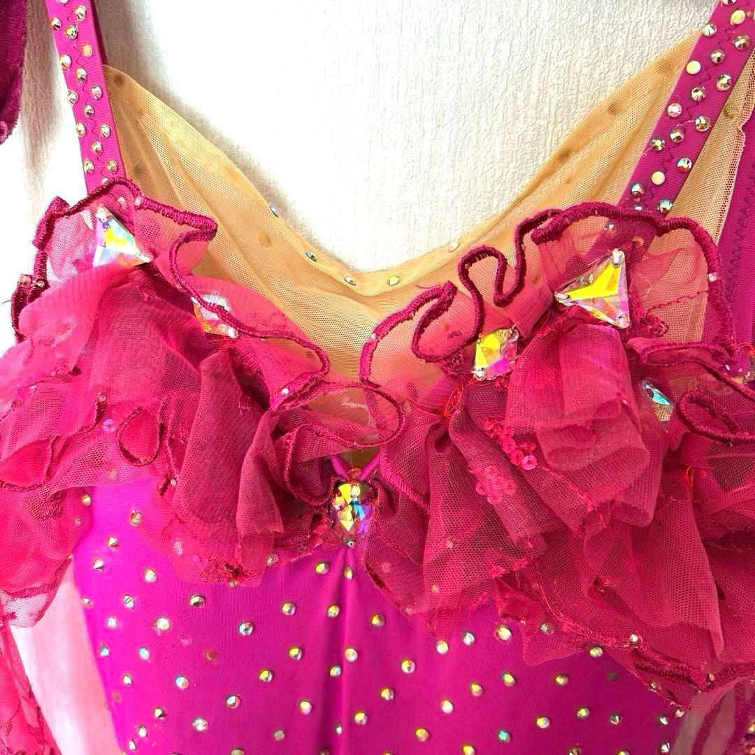 【華やか】フューシャピンク 豪華ストーン　クリスアン　社交ダンス　最終お値下げ