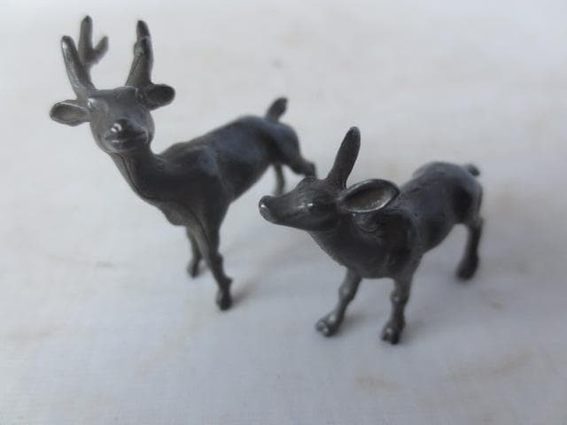 鹿添配　一対　銀製？　添景　添え飾り