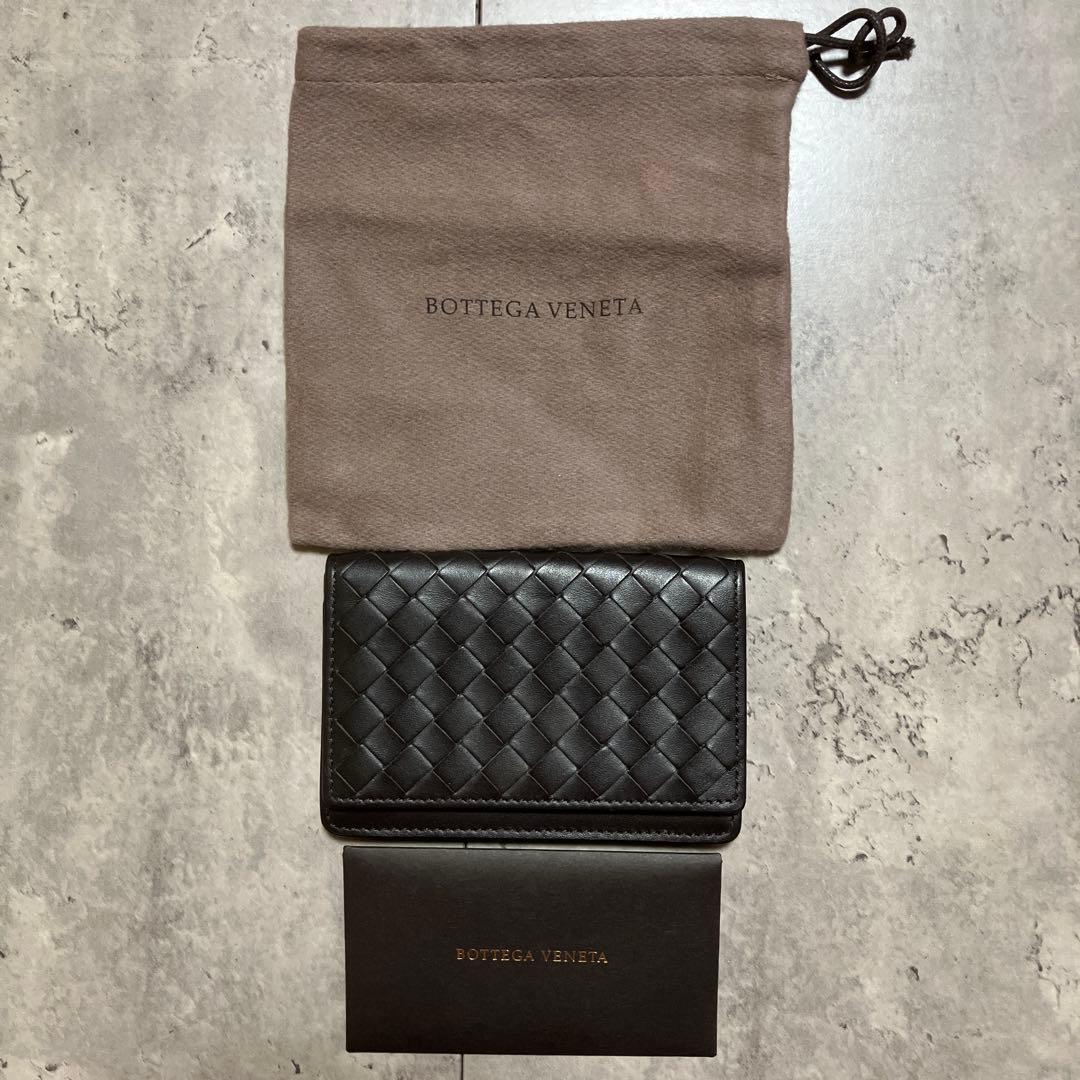 【美品】Bottega Veneta 名刺入れ イントレチャート ダークブラウン