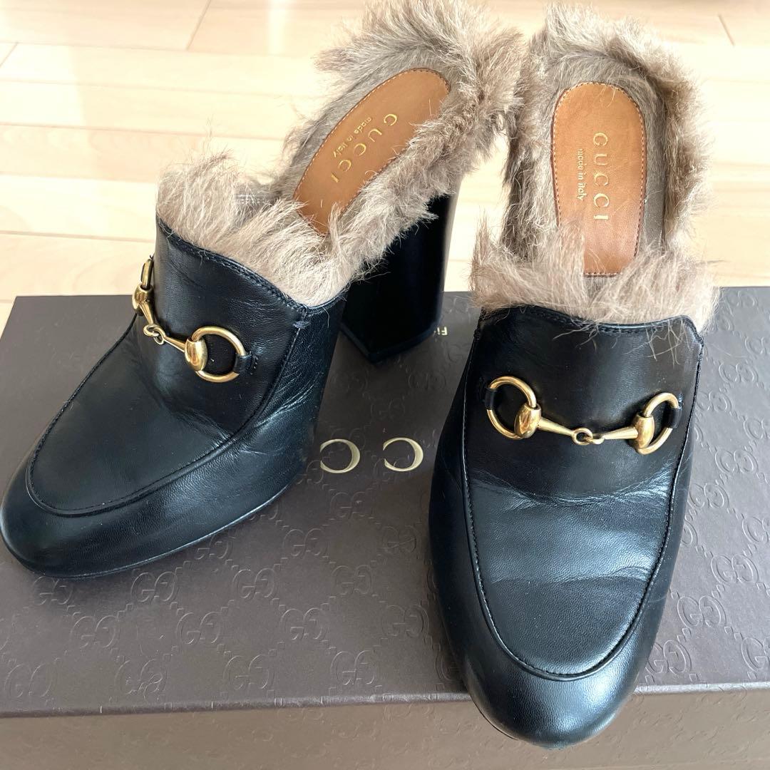 GUCCI グッチ　ファー付き　ミュール　プリンスタウン