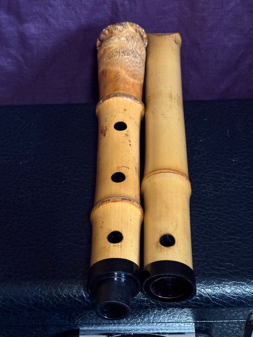 都山流尺八　在銘(2印)　長さー約58㎝　 重さー約430g　松下深水銘