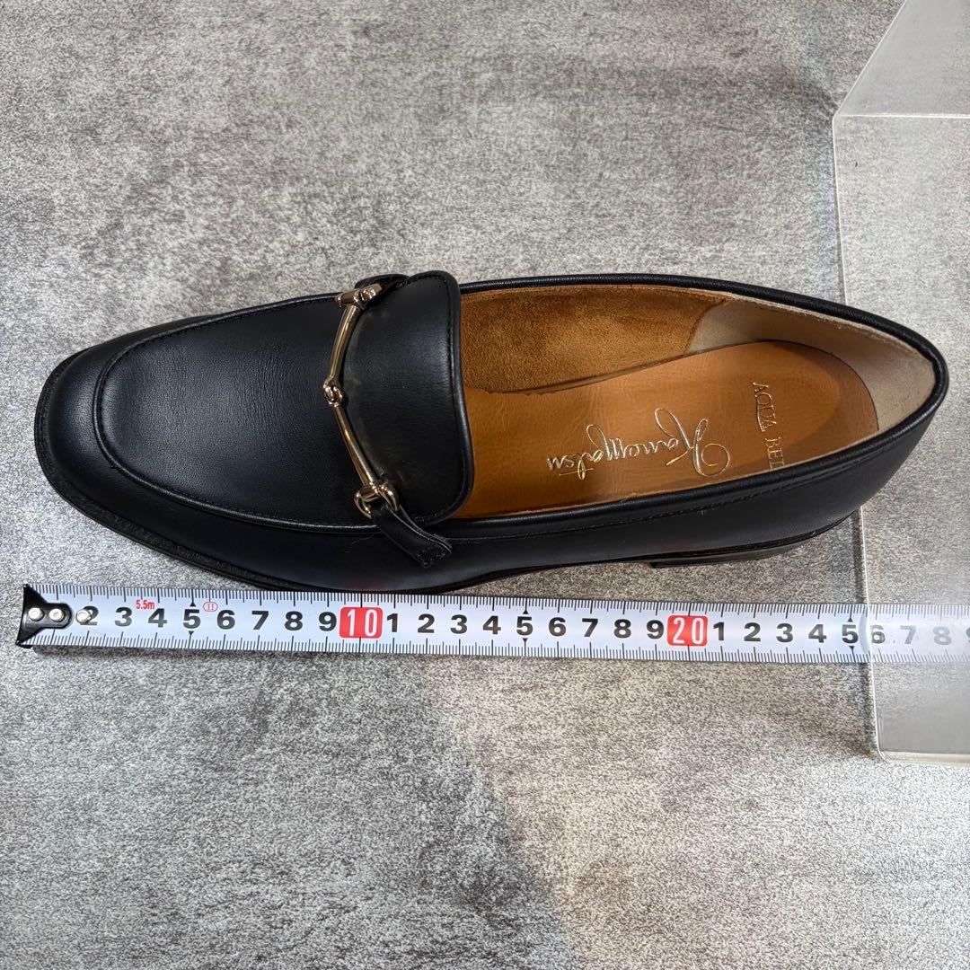 美品 銀座かねまつ AQUA BELL ビットローファー 黒　レザー　23cm