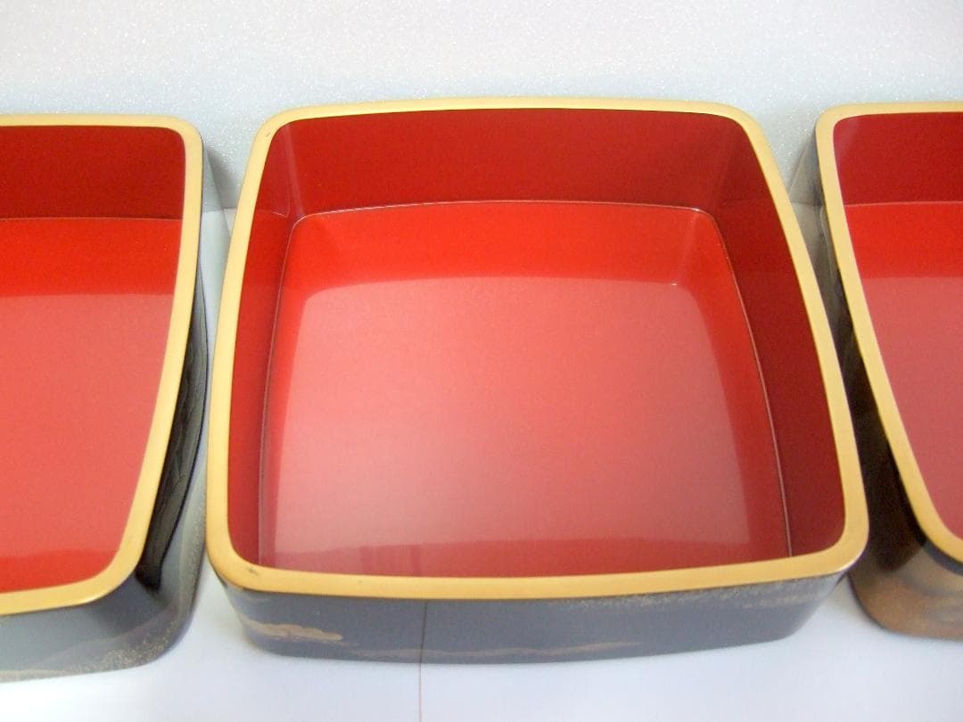 【未使用】輪島塗 池端漆香堂 わじま龍作 本金高蒔絵 三段重 重箱