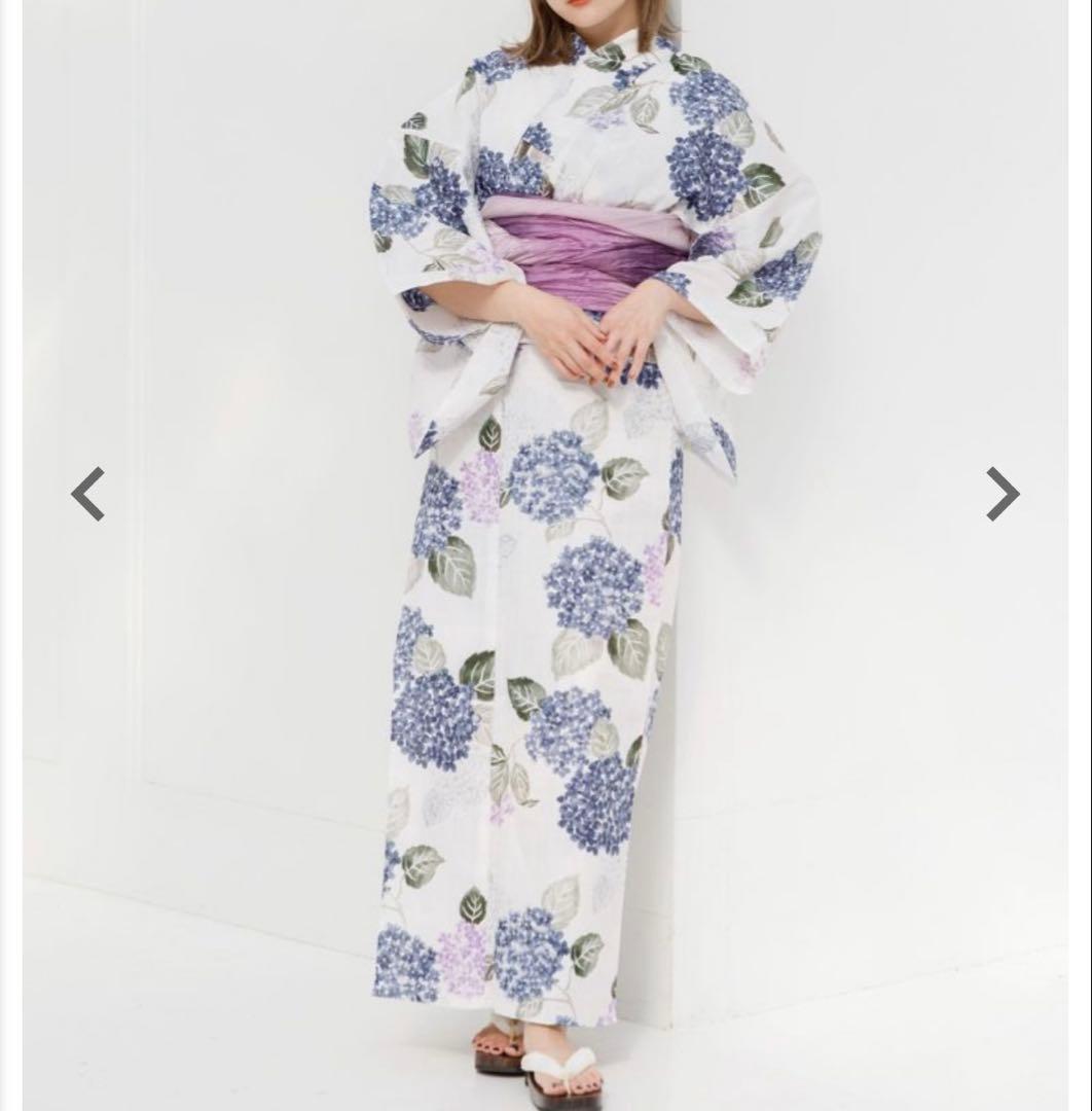 紫陽花柄 浴衣・帯セット 女性用