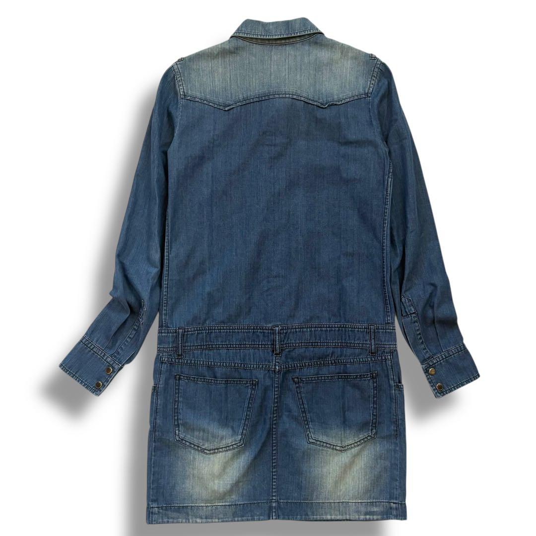 GUCCI デニムワンピース　GG柄　ロゴ刻印金ボタン　シェリーライン　36