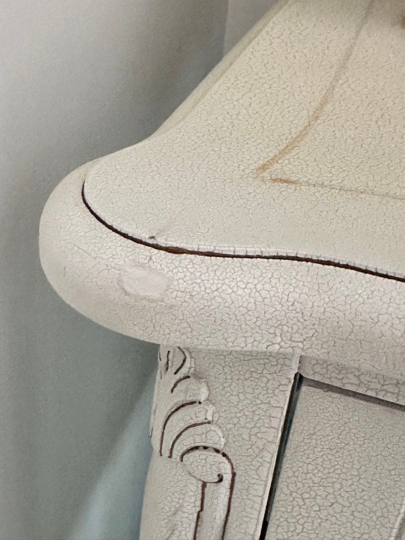 フローラ花柄ガラスキャビネット/ロココ調/お姫様白家具/クラック塗装