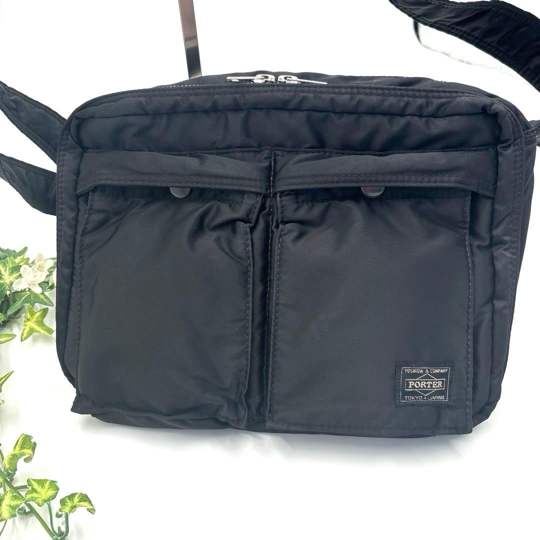 【美品】PORTER タンカー L 2層式 ショルダーバッグ 黒
