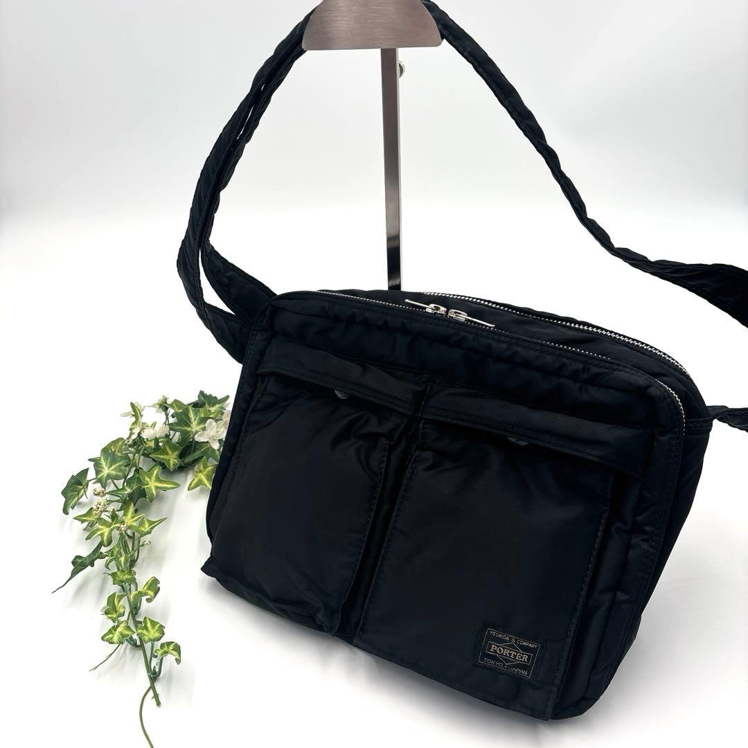 【美品】PORTER タンカー L 2層式 ショルダーバッグ 黒
