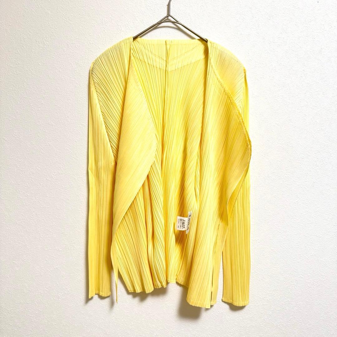極美品✨PLEATS PLEASE ノーカラー　ベルト　イエロー　プリーツ