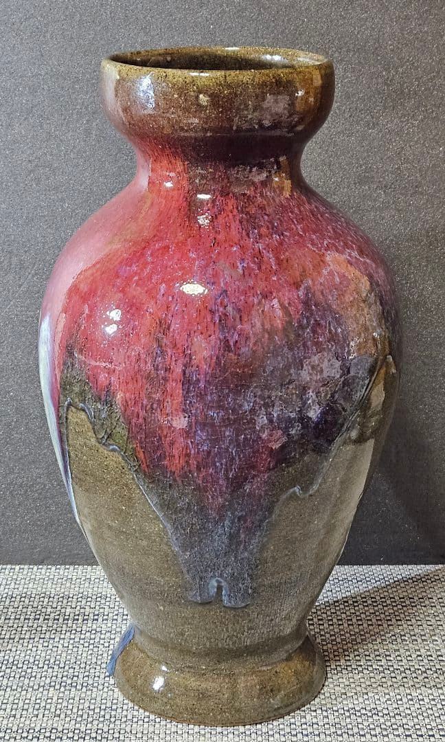 【時代古作品❗】【名品❗】中国古陶磁 明代〜清代頃　 鈞窯　紫紅釉　澱青釉　大瓶