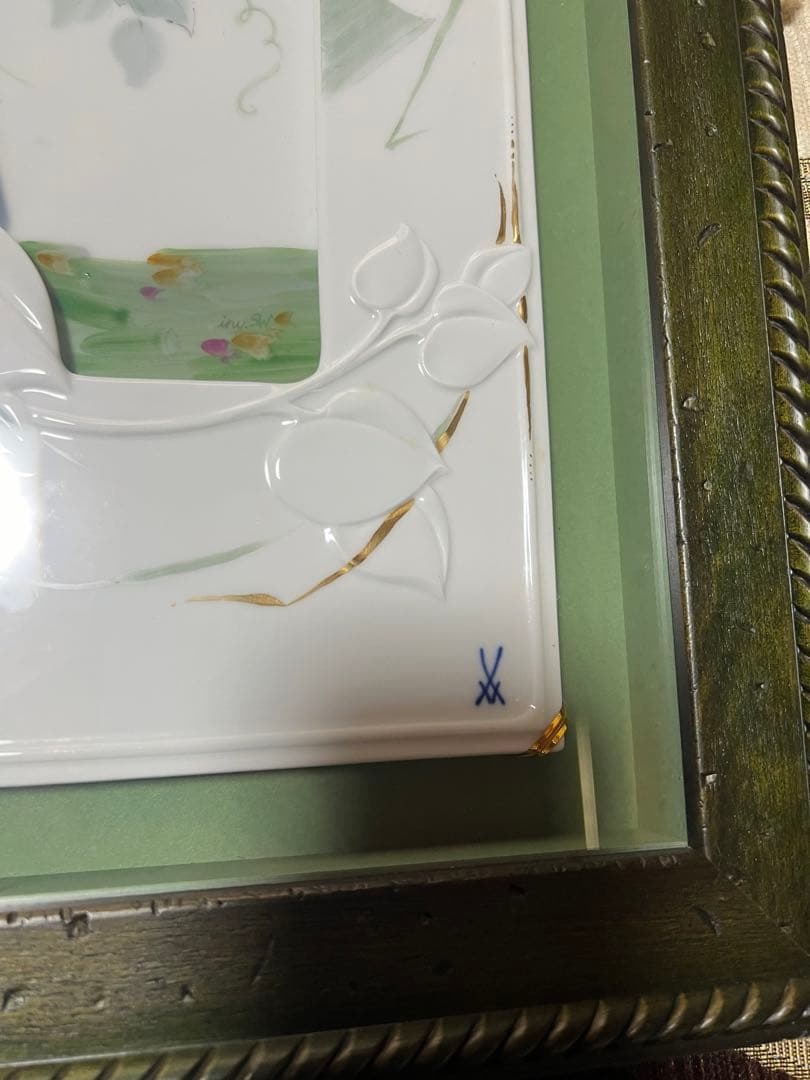 マイセン　陶額　立体プラーク