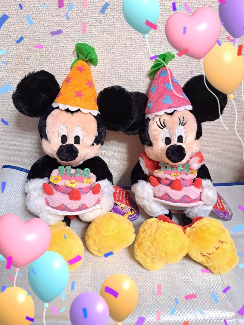 ミッキーミニーのフラッフィープラッシーのバースデーぬいぐるみ タグ付き レア商品