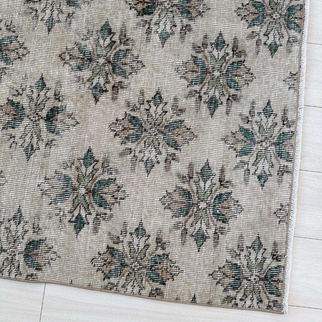 トルコ ヴィンテージラグ A116 ベージュ セージグリーン ダークグリーン